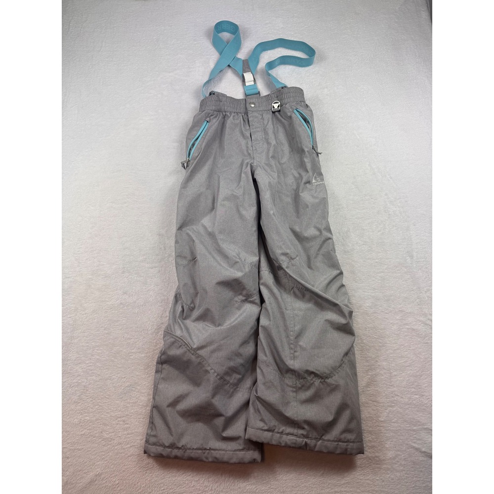 Gerry Youth Snow Pants Gray Insulated Ski Bibs Removable Suspenders Size L 14/16